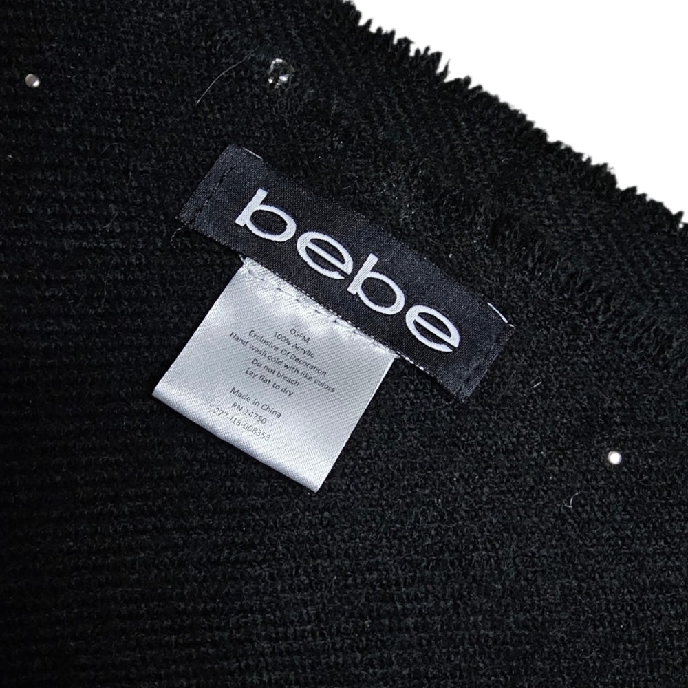 Vintage Bebe Black Studded Scarf with Rhinestone Logo - Picture 3 of 4